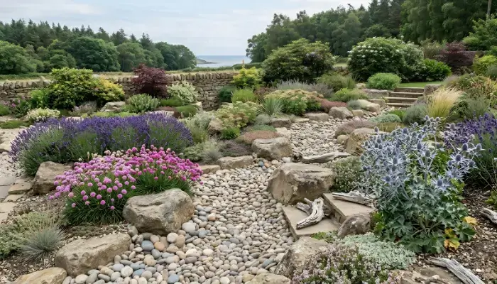 Coastal-inspired rock garden