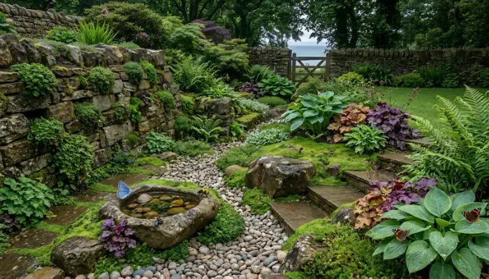 Shaded UK rock garden 