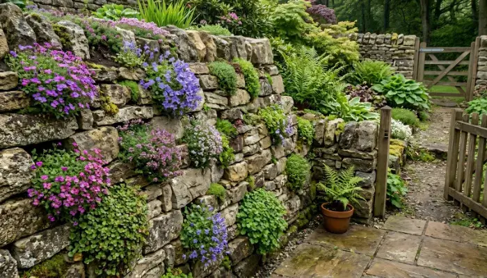 Vertical rock wall garden 
